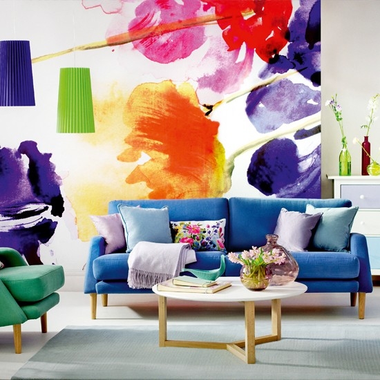 décoration murale du salon tableau-fleurs-abstraites-multicolores
