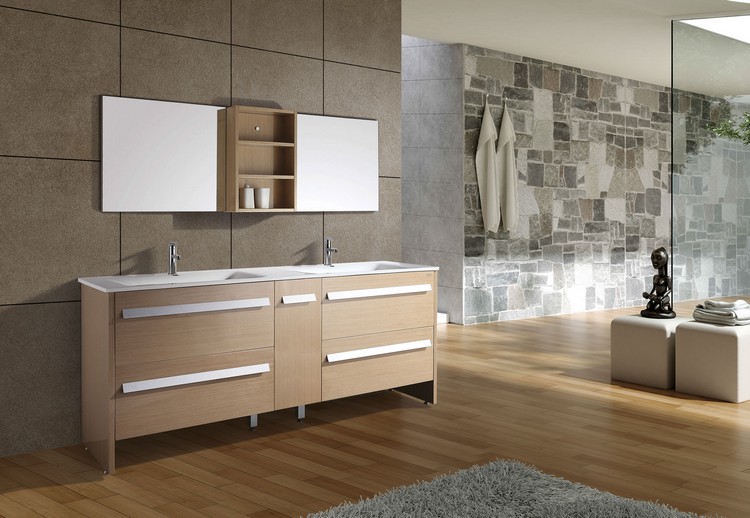 design de la salle de bain -meuble-vasque-bois-carrelage-aspect-pierre-grand-pierre