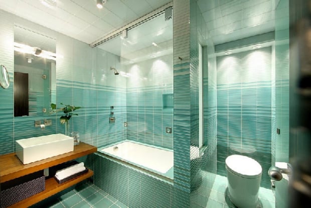 design-salle-bain-moderne-carrelage-murale-nuances-turquoise-sarcelle-magnifiques