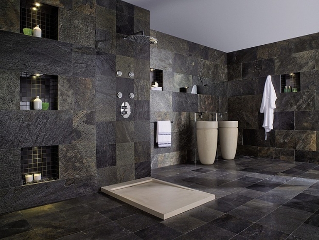 design-salle-bain-moderne-pierre-calcaire-grise-noire-douche-encastrée