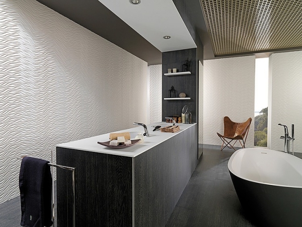 design de la salle de bain moderne-style-graphique-enduit-déco-en-relief