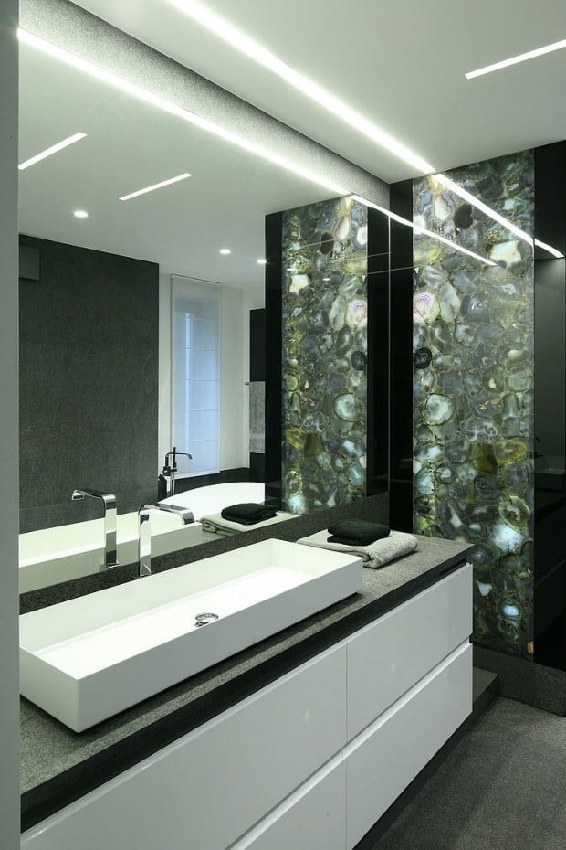 design de la salle de bain style-graphique-accent-mur-déco-oplescent