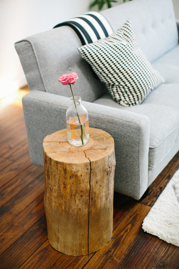 décoration en bois -table-appoint-tronc-arbre