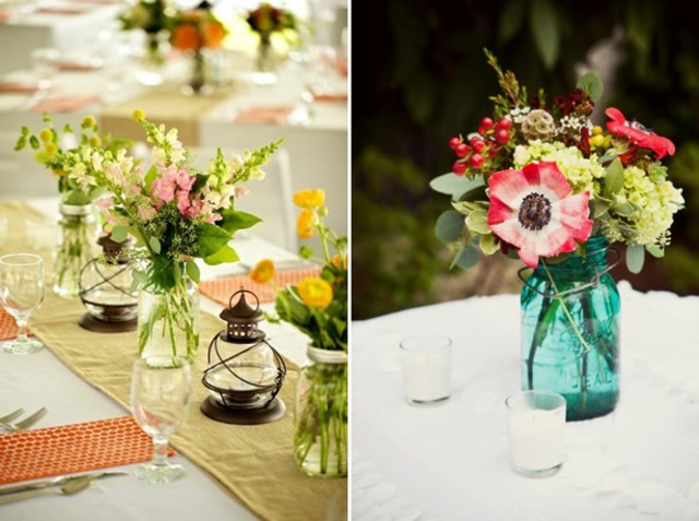 déco-florale-de-table-rustique-lanterne-couleurs-vives