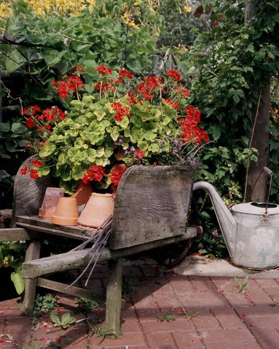 déco-jardin-belle-brouette-bois-vieille