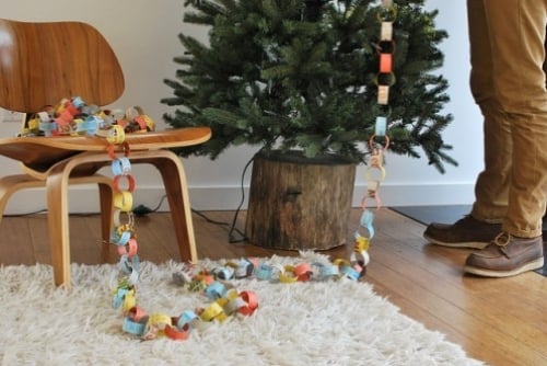 décoration en bois réutilisation-tronc-arbre-support-sapin-Noël