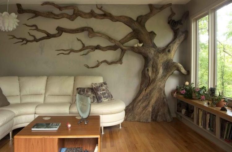 décoration-bois-tronc-arbre-salon-déco-murale-origianle