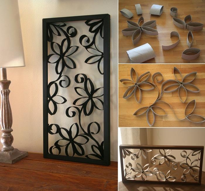 décoration-murale-rouleaux-papier-toilette-vides-cadre-fleurs-volutes