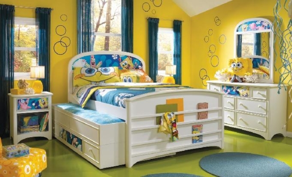enfant-chambre-jaune-thème-éponge-BOB