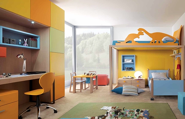 enfant-chambre-orange-déco chambre d'enfant