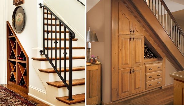 espace-stockage-escalier-armoire-bois espace de stockage sous l'escalier