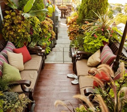 terrasse-plantes-luxuriantes-parasol-mobilier-bois