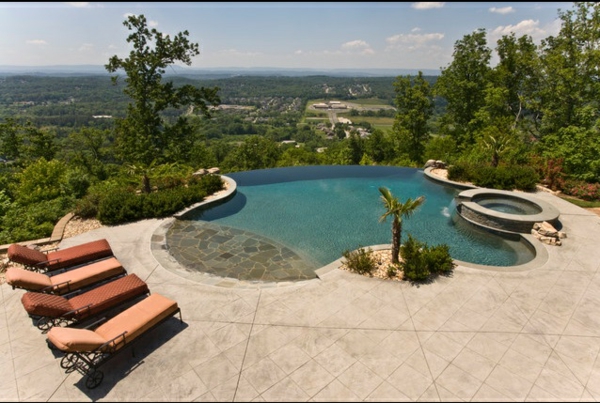 idée-jardin-piscine-débordement-décorative piscine de jardin