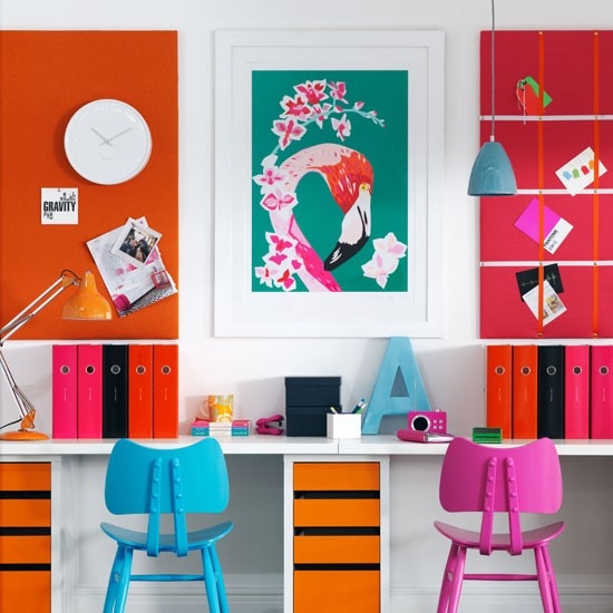 idées-créatives-mobilier-bureau-domicile-déco-couleurs Mobilier de bureau