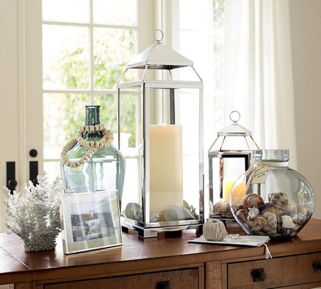idées-décoration-vases-verre-coquillage-lanterne