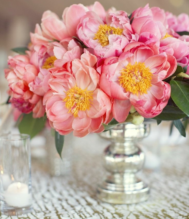 idée déco florale de table bouquet-coleur-rose
