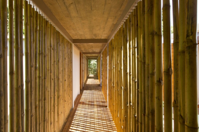 idée revêtement mural bambou-plafond-sol-bois