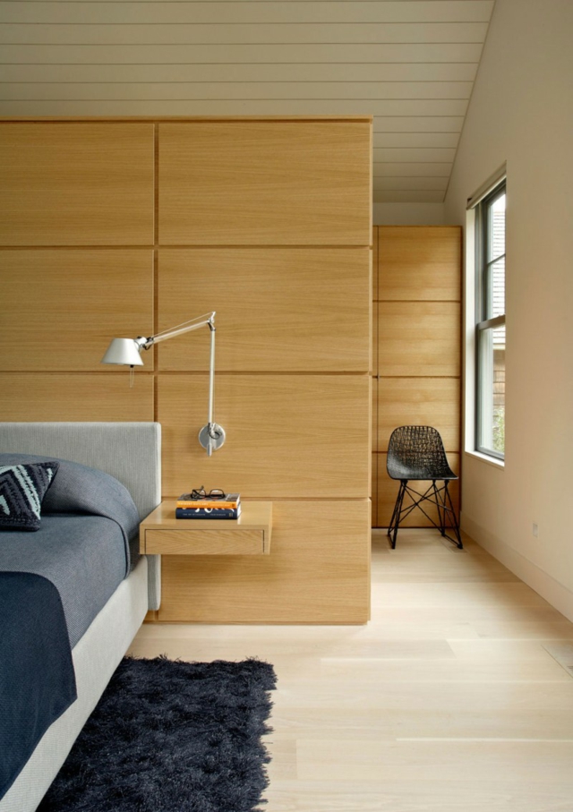 idée-revêtement-mural-bois-solide-chambre-à-coucher
