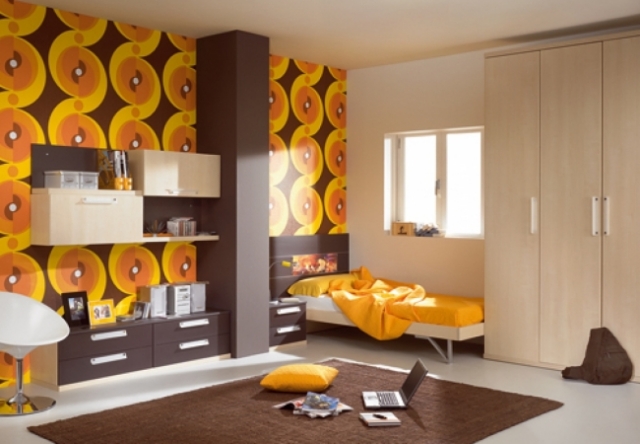 idées-décoration-ados-chambre-coucher-jaune