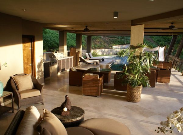 intérieur-extérieur transition-douce-maison-Costa-Rica-mobilier-osier