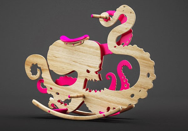 jouet-enfants-cheval-bascule-octopode cheval à bascule en bois
