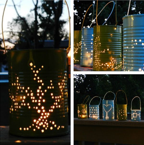 lanternes-décoratives-boîtes-conserves-bougies projets pour l'extérieur DIY
