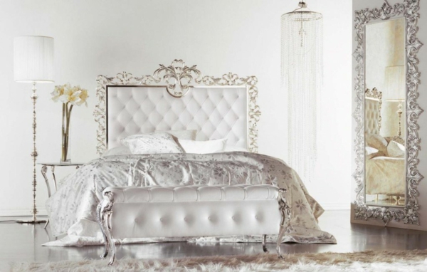 lit- luxe chambre à coucher moderne blanche