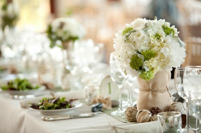 magnifique déco florale de table vase-ficelle-originale