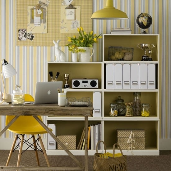 mobilier-moderne-bureau-domicile-bibliothèque-chaise-jaune
