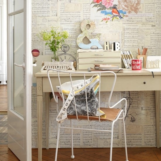 mobilier-moderne-bureau-domicile-papier-peint-style-rétro