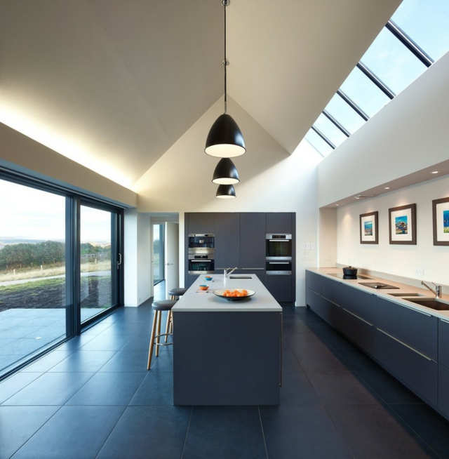moderne-cuisine-design-fenêtres-îlot Plan de cuisine