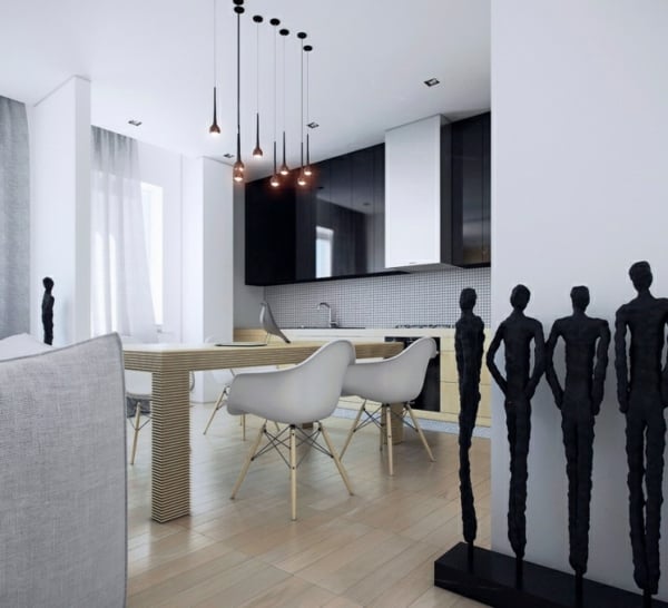 moderne-salle-à-manger-style-minimaliste-noir-blanc