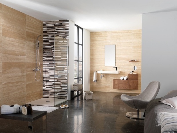murs-grès-mosaïque-décorative-cabine-douche-colonne