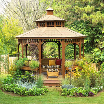 pavillon de jardin bois-massif-mobilier-rotin-coussins-déco
