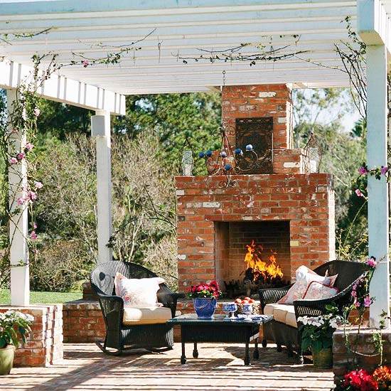 pergola-jardin-terrasse-chaminée-briques