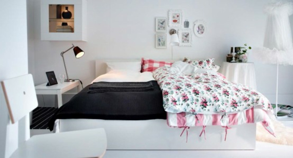 petite chambre a coucher blanc-IKEA