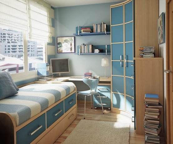 petite chambre à coucher bleu