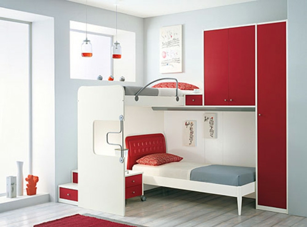 petite chambre à coucher rouge-blanc