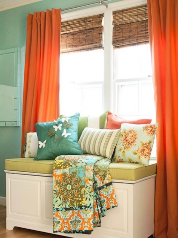 rideaux-beaux-couleur-orange-vive rideaux pour la salle de séjour