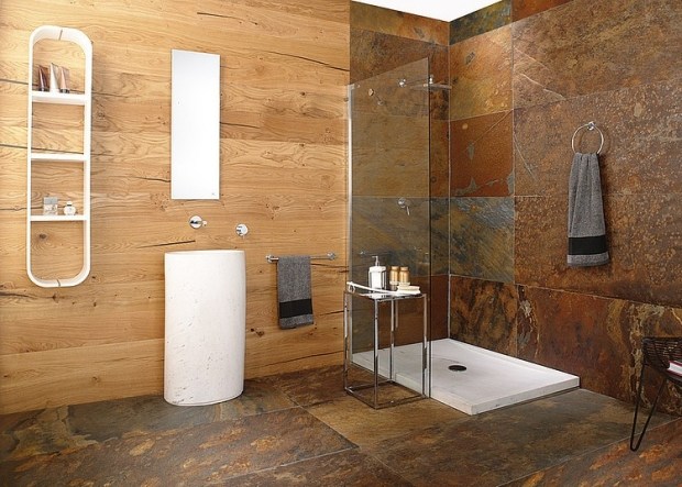salle-bain-bois-pierre-douche-encastrée-paroi-transparente