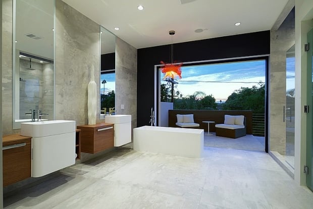 salle-bain-minimaliste-lignes-droites-formes-géométriques-baignoire-îlot-rectangulaire