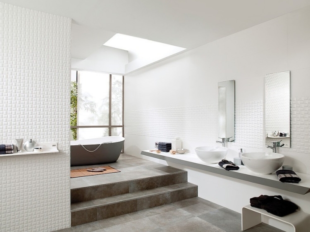salle-bain-niveaux-baie-coulissante-murs-enduit-déco-double-vasque