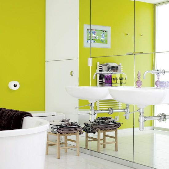 salle de bains moderne évier-luxe-mur-jaune