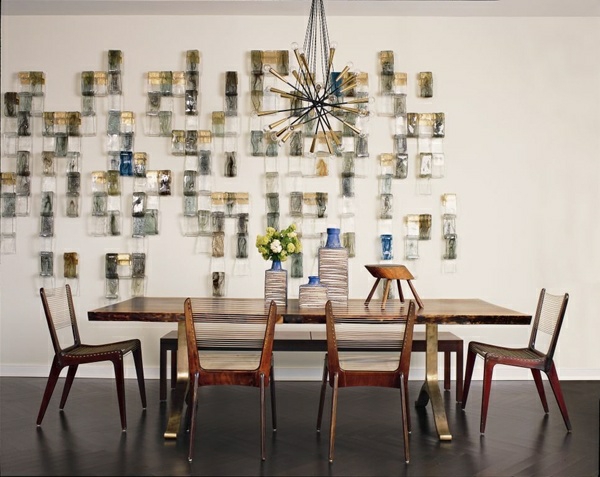 salle à manger moderne table-bois-chaise-déco-murale-originale