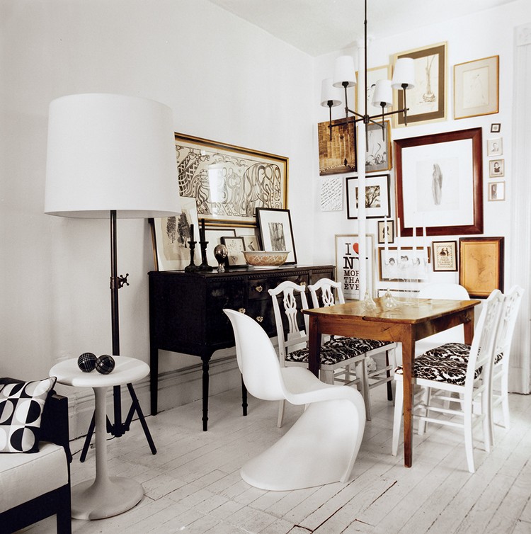 salle à manger moderne -style-vintage-chaise-panton-buffet-antique