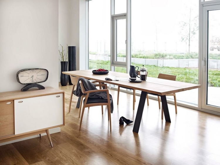 salle à manger moderne -table-chaises-bois-massif-buffet-bois-blanc-scandinave