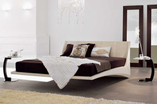 lit-brun-blanc chambre à coucher moderne 