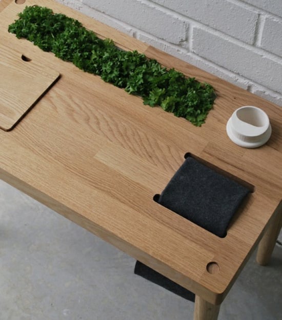 table de jardin en palettes de bois poncé-mini-jardin-compartiments