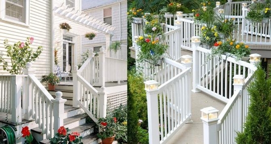 terrasse-balustrade-bois-blanc-fleurs balustrade pour terrasse