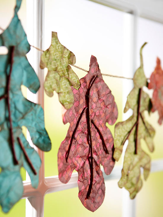 DIY-décoration-automnale-nature-éléments-guirlande-feuilles-peintes